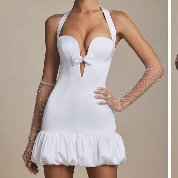 Oh Polly Dresses & Skirts - Oh Polly Millie Bow-Detail Halterneck Bubble Hem Mini Dress